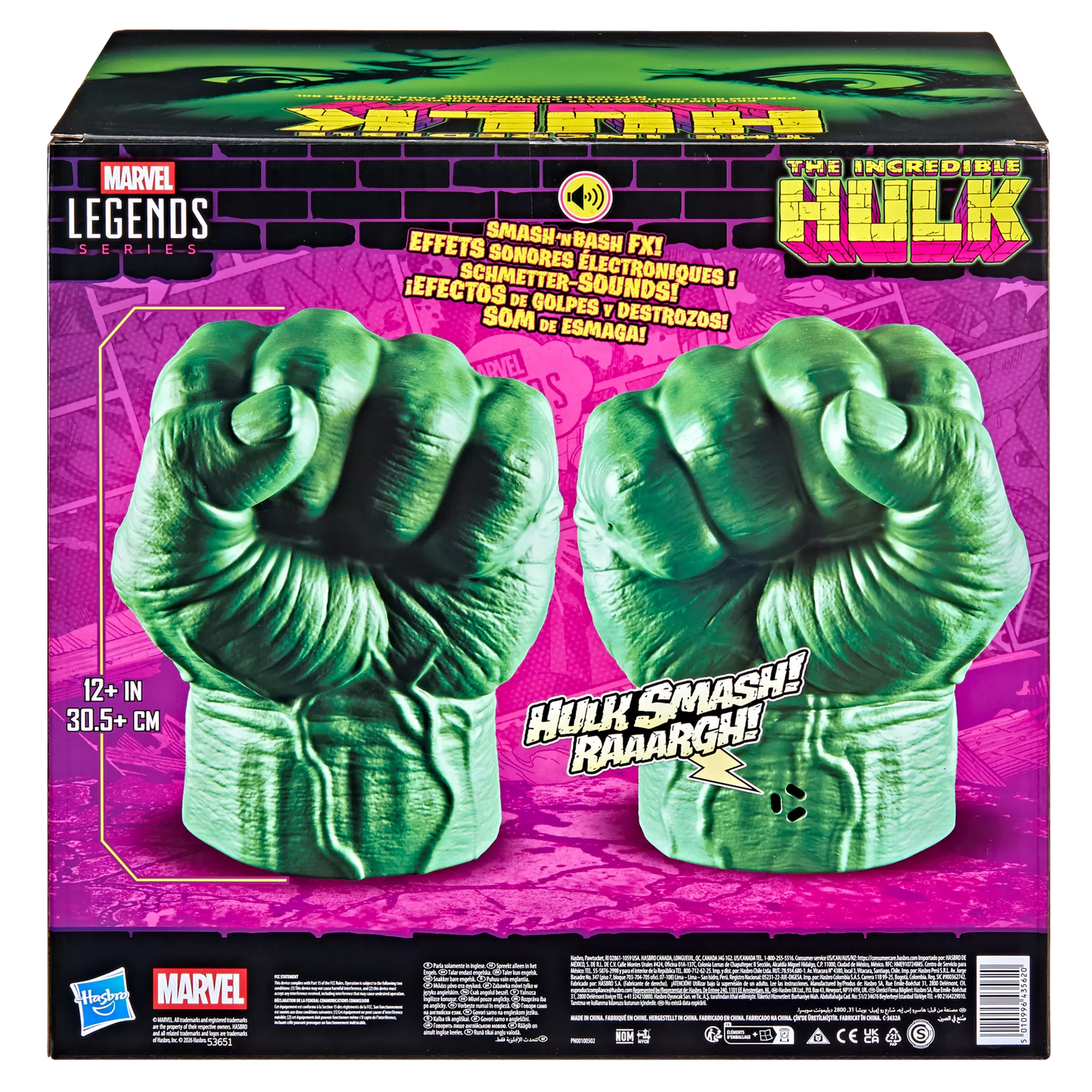 Marvel Legends Series Incredible Hulk Premium Role-play Fists with Smash 'N Bash Sound FX