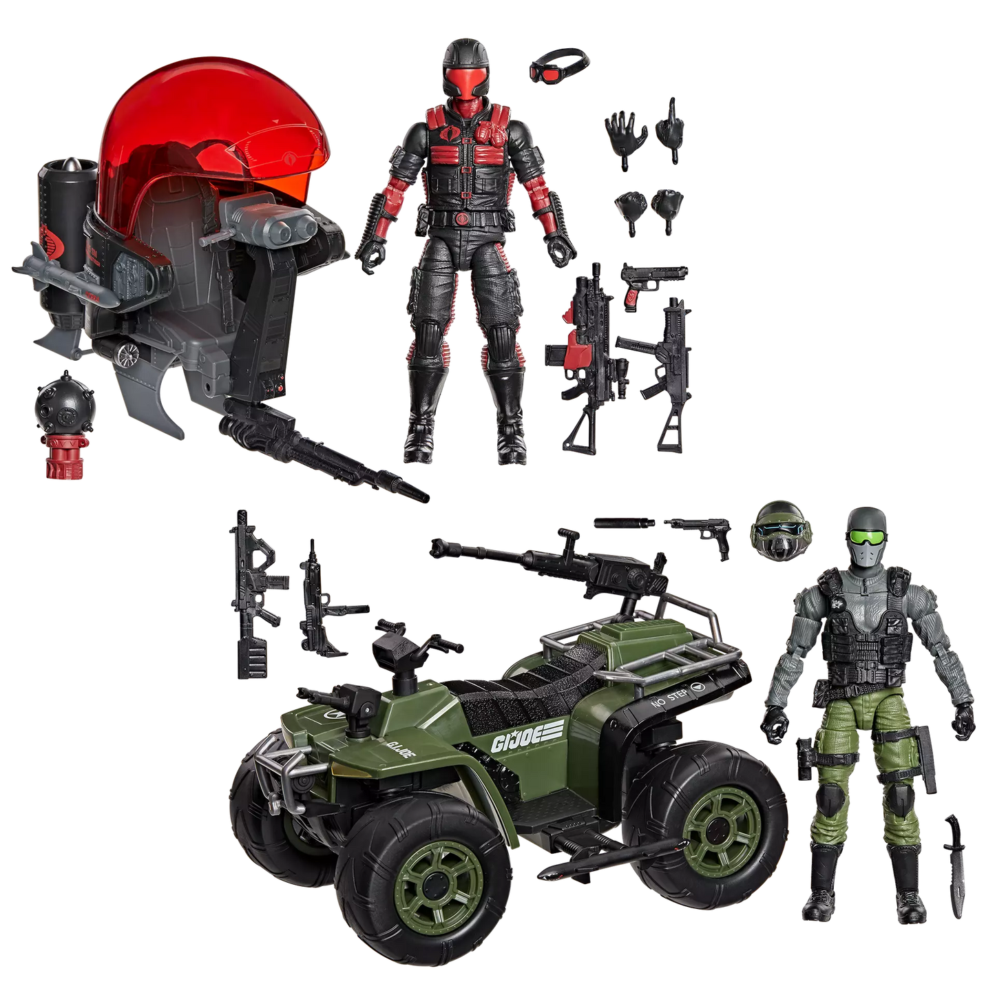 G.I. Joe - Classified Series #218 Snake Eyes & Varmint ATV Vs. Stealth Viper & Cobra Stealth Flight Pod (Trubble Bubble)